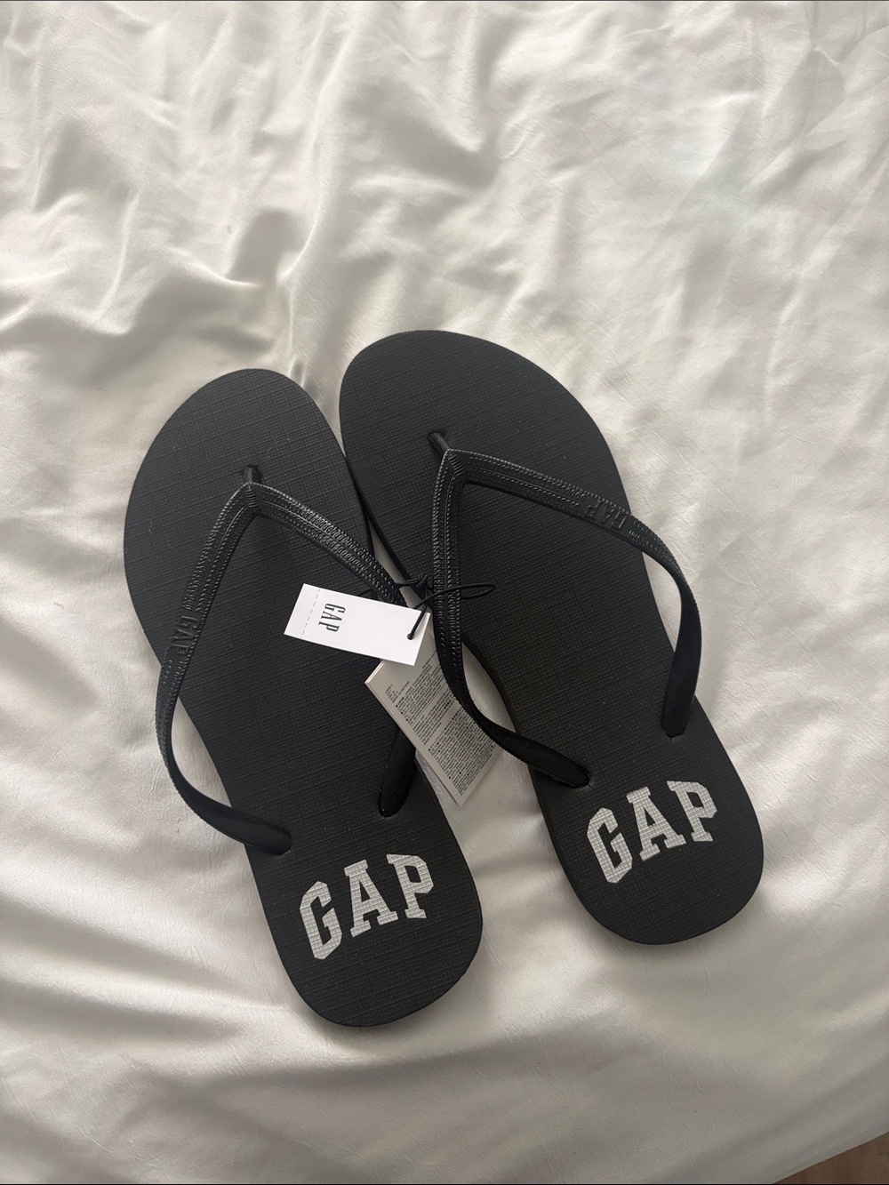 GAP Black Flip Flops with White GAP Logo